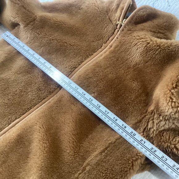 J. Crew Plush Teddy Bear Coat J9064 Camel Brown size Medium Soft Plush Faux Fur - Picture 6 of 12